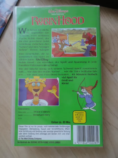 Walt Disneys Meisterwerk Robin Hood auf VHS Kassette Disney 3