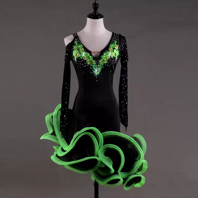 Latin Dance Dress Salsa Tango Cha cha Ballroom Rhinestone Competition Dress