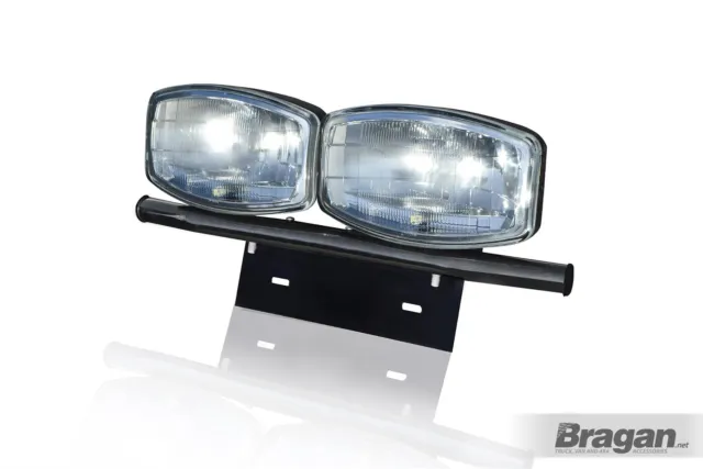 Number Plate Light Bar + Jumbo Spot Lamps x2 For Universal Car Van 4x4 - BLACK