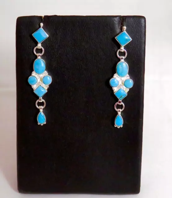 Sterling Silver Southwestern Style Turquoise Dangle Earrings