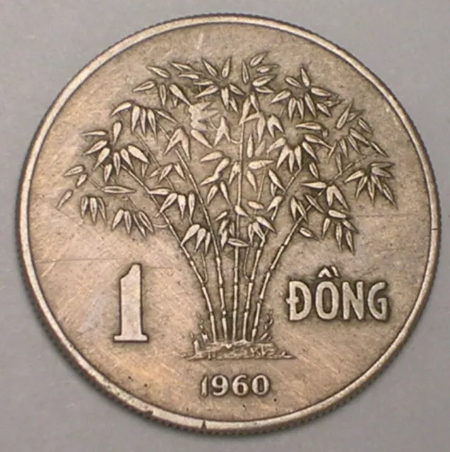 1960 Viet Nam Vietnamese One 1 Dong Bamboo Coin VF