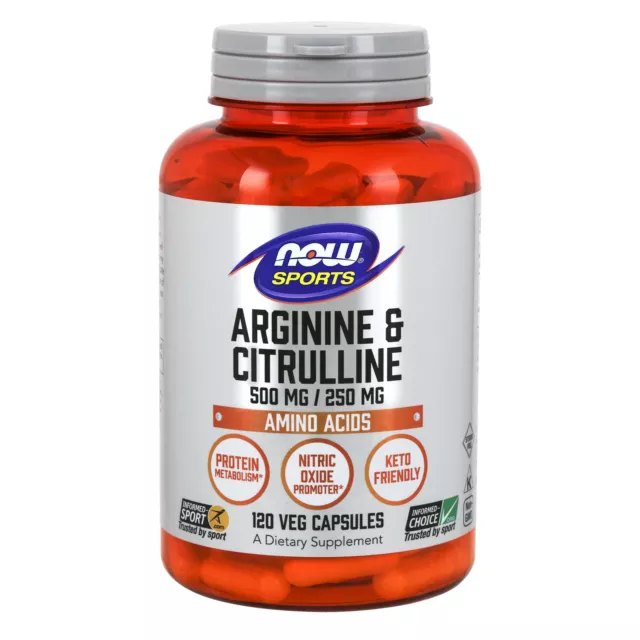 Arginine Et Citrulline 750mg 120 Végétarien Capsules Oxyde Nitrique Booster Fort