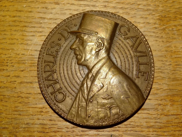 Médaillon Bronze Général De Gaulle Par Albert De Jaeger - Edition 1949, Médaille De Table