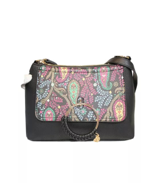 Carlos Santana Top Zip Cross Body NEW Flap Front Classic Purse Black Multi