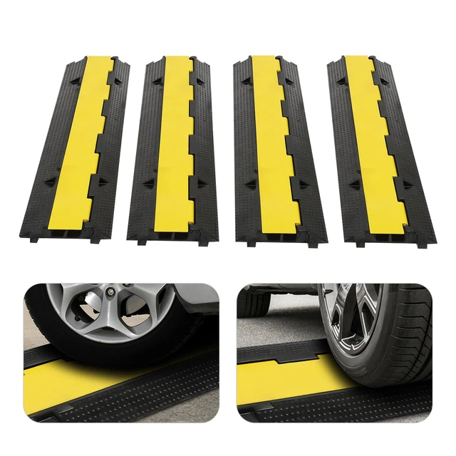 2 Channel Electrical Cable Protector Ramp Wire Hose Cover Guard 22000lbs 4 Pack