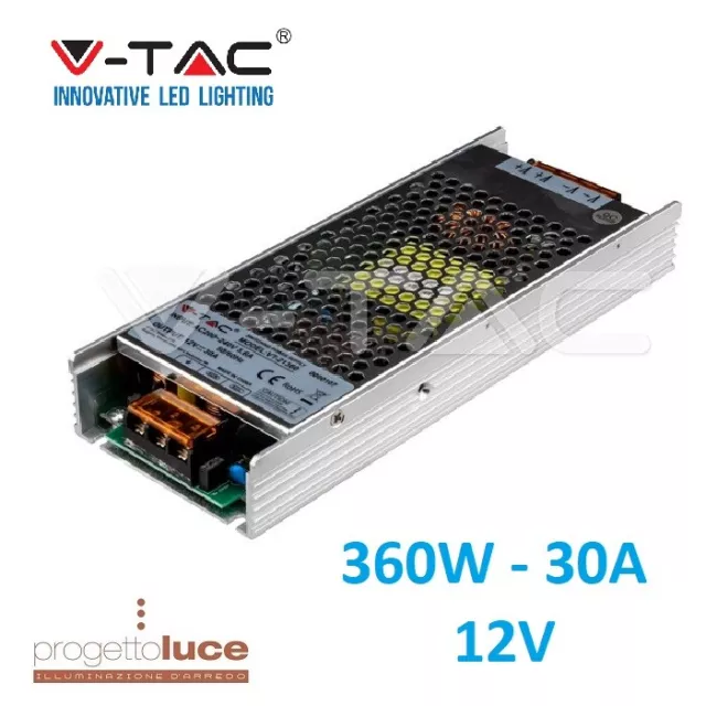 V-Tac Vt-21360 Alimentatore 12V 360W 30A Per Uso Interno A 2 Uscite Con Morsetti