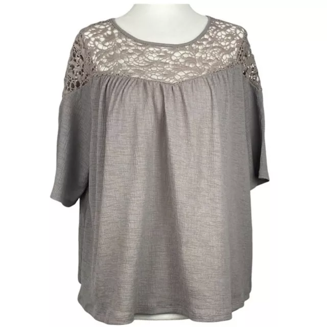 APT.9 Blouse Womens Small Short Sleeve Scoop Neck Lace Casual Ladies Top