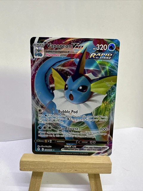 Pokémon TCG Vaporeon VMAX Evolving Skies 030/203 Holo Ultra Rare Sleeved