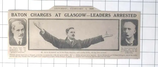 1919 Baton Charges At Glasgow David Kirkwood Strike Leader Arrested