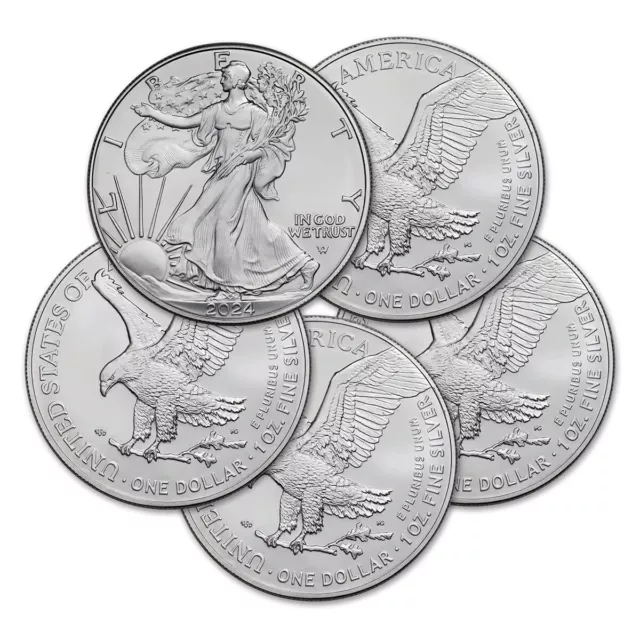 2024 1 OZ American Silver Eagle Coin BU Lot of 5 Coins 141.59 PicClick
