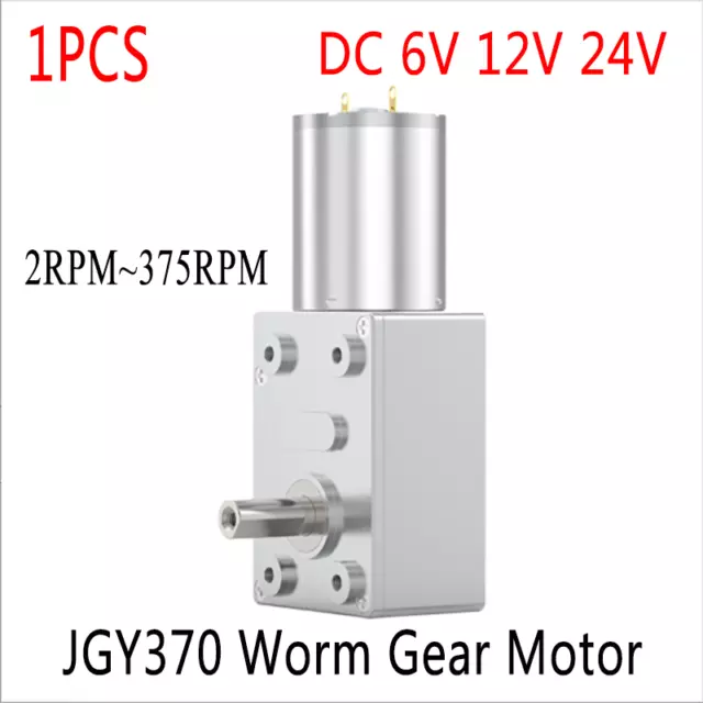 JGY370 DC 6V 12V 24V Turbo Worm Gearbox Gear Motor 2RPM~375RPM High Large Torque