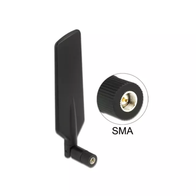 Delock Antenne LTE WLAN Dualband SMA 1 ~ 4 dBi omnidirektional drehbar mit Kippg