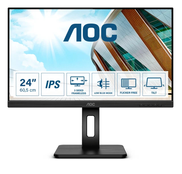 AOC 24P2Q, 60,5 cm (23.8") LED-Monitor schwarz, FullHD, HDMI, IPS