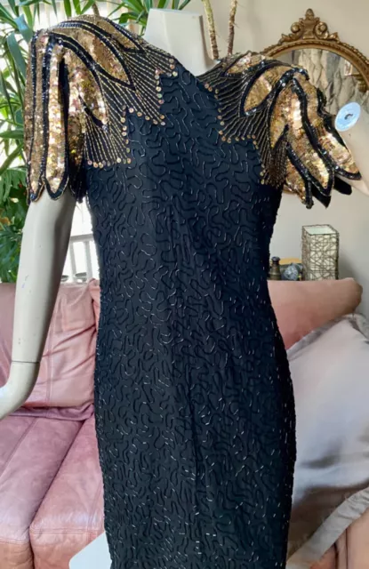 Stunning Beaded Sequin Party Cocktail Dress sz 12