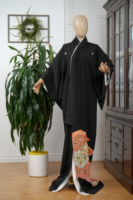 Dear Vanilla Japanese Silk Tomesode Kimono Women's Authentic Japan Vintage Mint