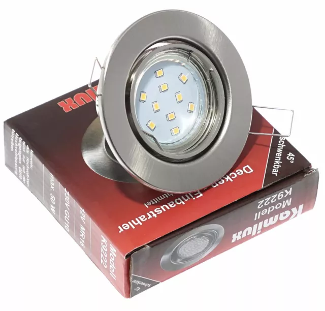 Kamilux® SETS Einbaustrahler rund Einbaurahmen Tom mit 5W GU10 LED Strahler Spot