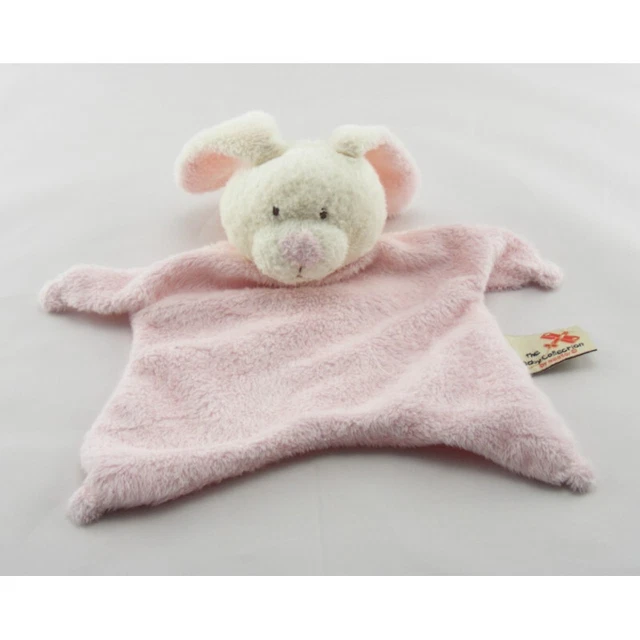Doudou plat lapin blanc rose NICOTOY - 6126