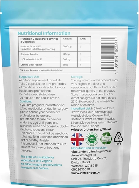 BEETROOT CAPSULES HIGH Strength 5000mg L-Citrulline Malate &Black ...