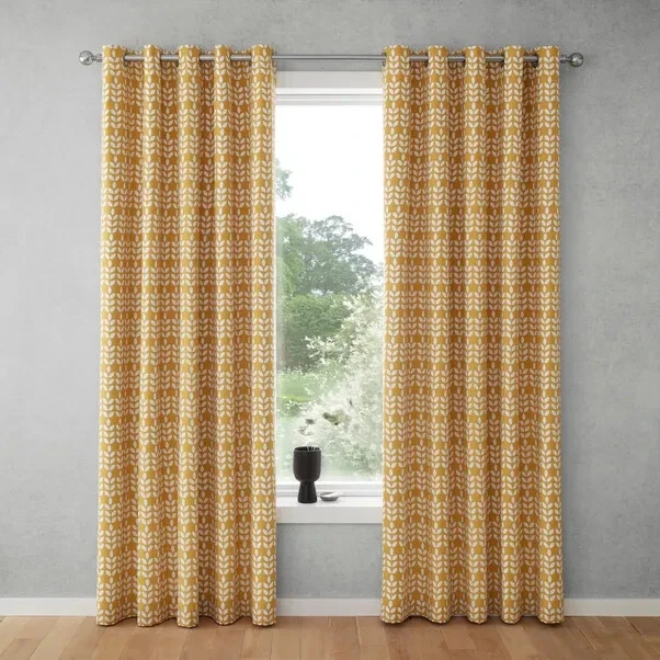DUNELM MUSTARD REVERSIBLE Blackout Eyelet Curtains 66" x 90" (W x L) Pair £43.99 PicClick UK