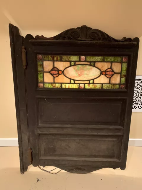 Vintage Antique Stained Glass Saloon Door  - 46.5” High X 34.5” Wide
