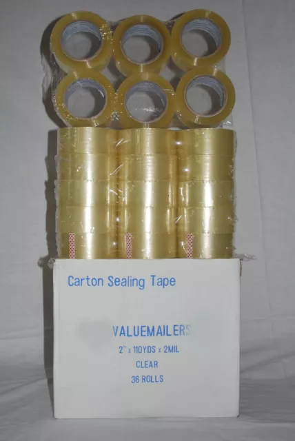 36 Rolls Carton Sealing Clear Packing 2 Mil Shipping Box Tape 2" x 110 Yards