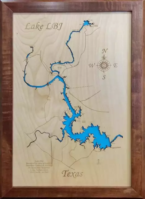 Lake LBJ, Texas - Laser Cut Wood Map | Wall Art | Made to Order