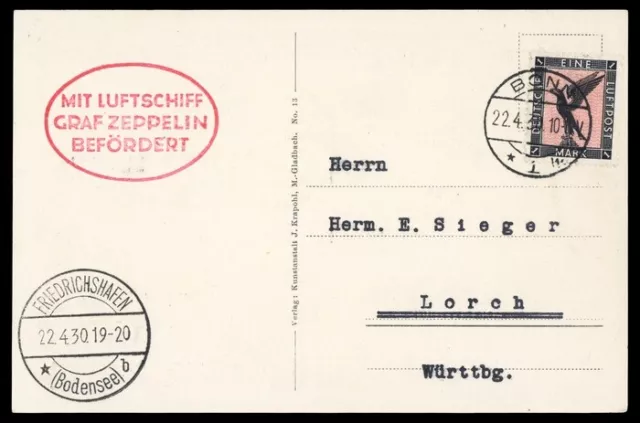 1930, Zeppelin,Zeppelinpost LZ 127,Deutschlandfahrten 1930, Si ... - 1728359