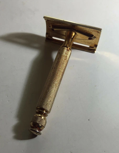vintage GILLETTE GOLD SAFETY RAZOR BALL HANDLE 1930s