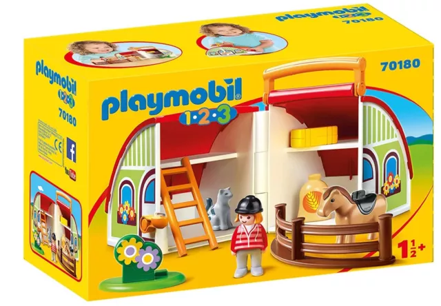 70180 Playmobil 1.2.3 My Take Along Farm Suitable for ages 1.5 years and up. NEW