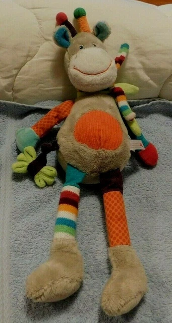 Doudou Nicotoy Simba Girafe Zoé GM  42 cm Orange Bleu  Écharpe TBE
