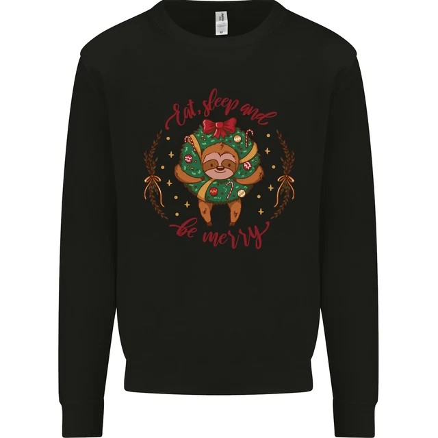 Felpa maglione bambini Sloth Eat Sleep & Be Merry divertente