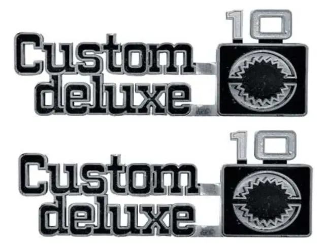 OER Front Fender "Custom Deluxe 10" Emblem Set 1975-1980 Chevy Pickup Trucks