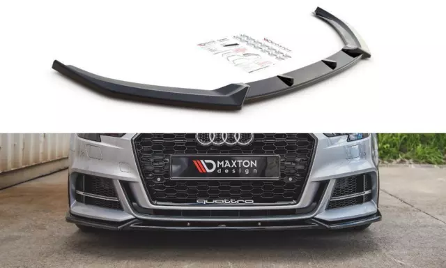 Maxton Design Frontlippe V.3 für Audi S3 / A3 S-Line 8V Facelift Hochglanz schwa