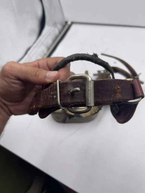 Vintage PAIR WESTERN SPURS HAND FORGED IRON TOOLED LEATHER STRAPS 9