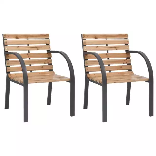 2x Solid Wood Fir Garden Chairs Outdoor Seating Patio Dining Chair vidaXL