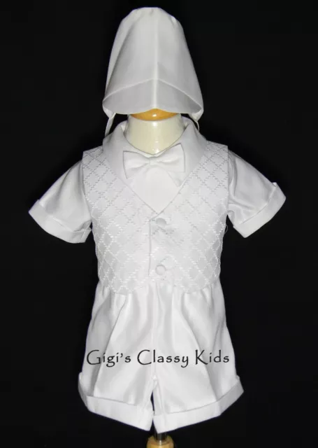 New Baby Toddler Boys White Shorts Outfit Baptism Christening Dedication Wedding