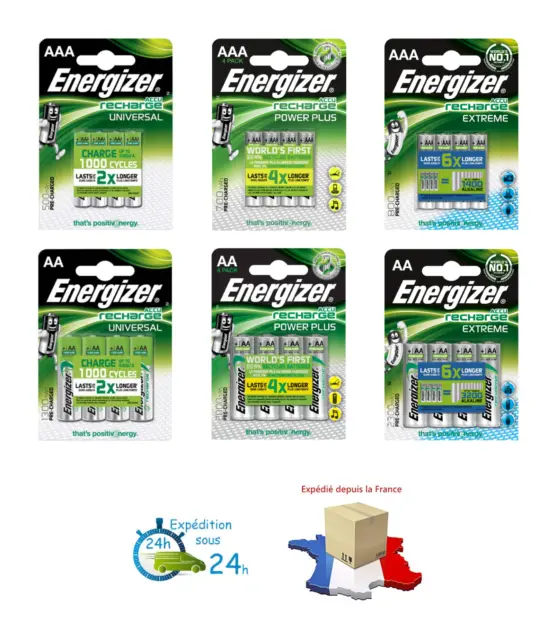 Piles rechargeables accu ENERGIZER AAA/AA HR03/HR6 500 à 2300 mAh PRIX DEGRESSIF