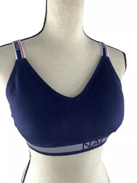 Nautica Sports Bra Women's Medium Blue Polyester Swoosh Athletic Logo