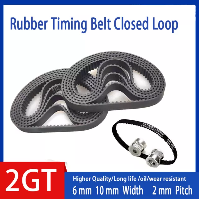 2GT 2mm Pitch Rubber Timing Belt Closed Loop 6mm 10mm Width for CNC, 3D Printer