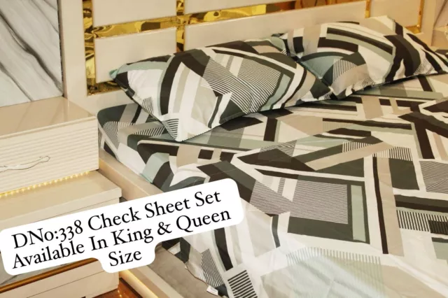 1000TC 100%Cotton&Satin4Pcs Queen Size Fitted/Flat Printed/Floral BedSheet Set.