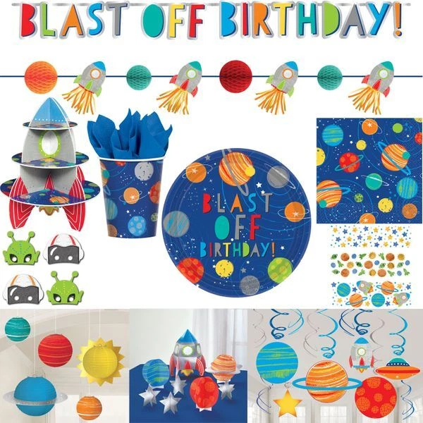 Espace Anniversaire D'Enfant Astronaute Motif Fête Décoration Déco Set