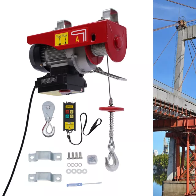 440LBS New Electric Cable Hoist Crane Lift Garage Auto Shop Winch With Remote US