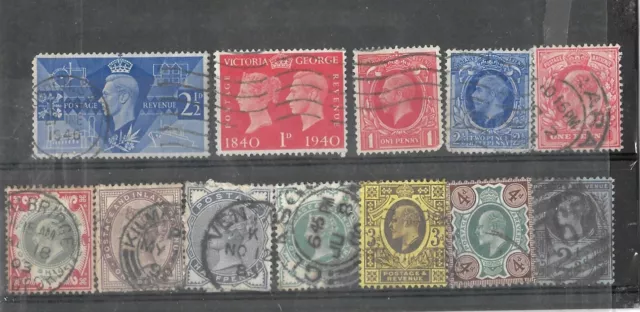 G.B assorted stamps Queen Victoria, King George VI, George V, Edward VII used ,