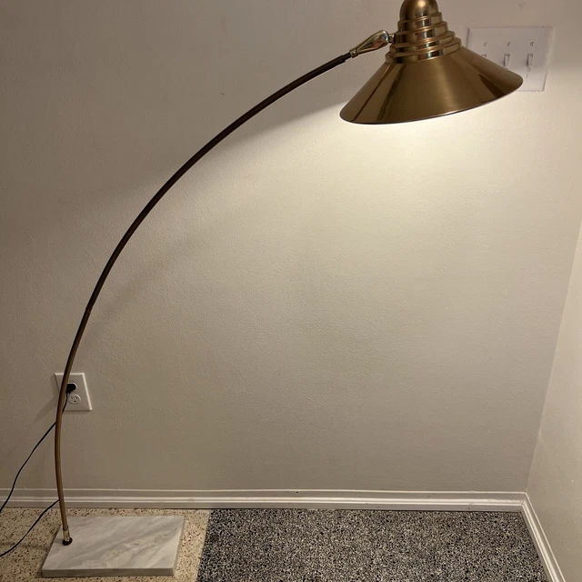 VINTAGE MIDCENTURY MODERN Arc Arch Brass Floor Lamp w/Marble Base 125