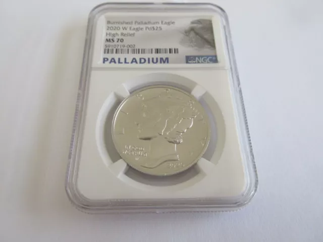 2020 W Palladium Eagle  Burnished PD$25 NGC MS 70 High Relief PALLADIUM