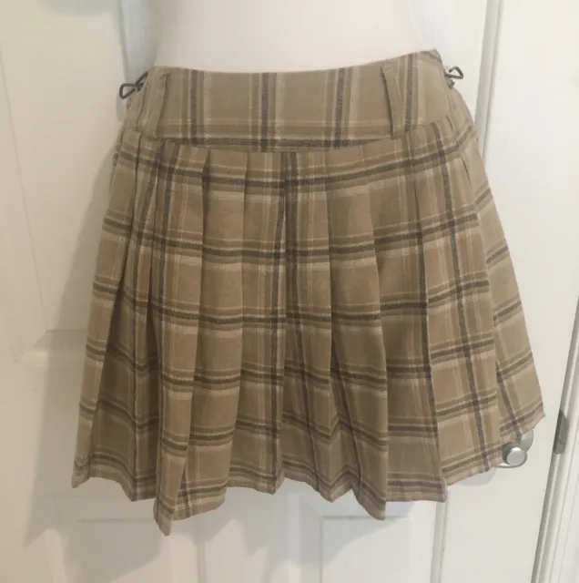 SHEIN PLAID SKIRT Tan Color With Side Zipper Medium Pre-Owned Good ...