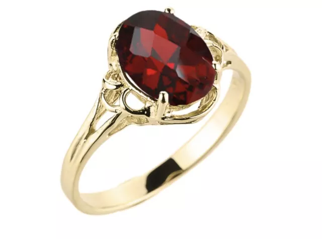 VINTAGE 14K Gold Overlay Silver Solitaire Ring 1.0Ct Garnet Lab Created