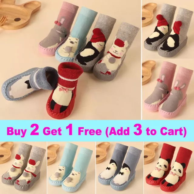 Baby Boys Toddler Anti-slip Slippers Socks Kids Girls Winter Warm Cotton Shoes