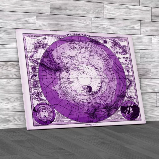 Explore Antique Stieler Map South Pole Vintage Purple Canvas Print Large