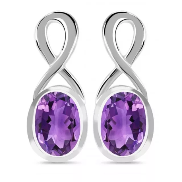 Unendlichkeit echter Amethyst Ohrstecker 925 Silber mit Edelstein Damen Ohrringe